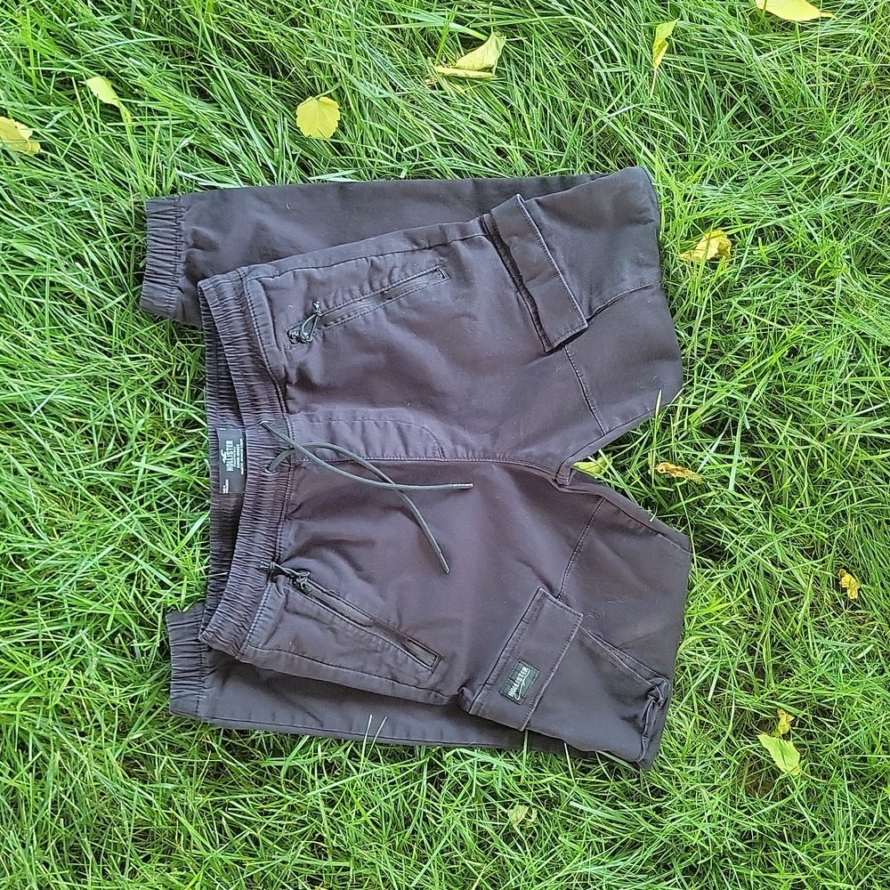 Men's Small Black Twill Cargo Joggers
